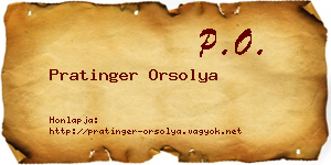 Pratinger Orsolya névjegykártya